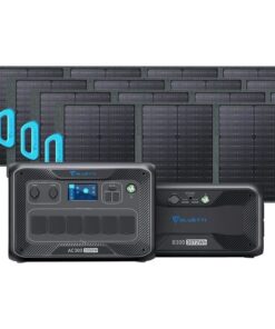 BLUETTI Elektrische generator AC300&B300 extra batterij, met 4 PV120 zonnepanelen, 3072Wh zonnegeneratorset