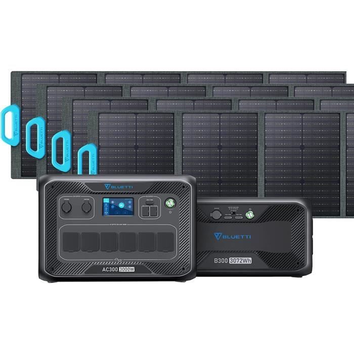 BLUETTI Elektrische generator AC300&B300 extra batterij, met 4 PV120 zonnepanelen, 3072Wh zonnegeneratorset