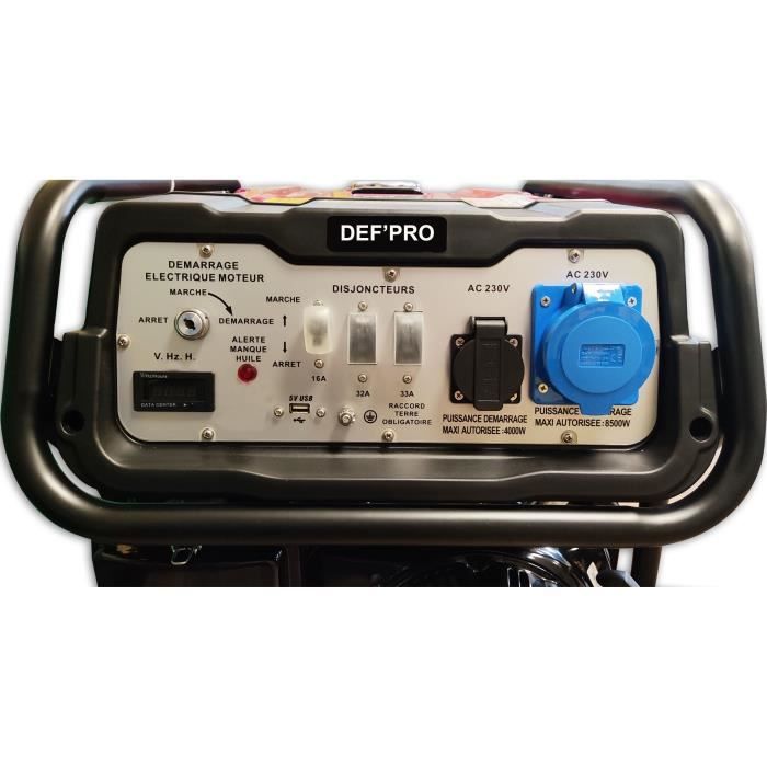 DEF'PRO 8500 W generator - 4-takt benzinemotor - LED-display V