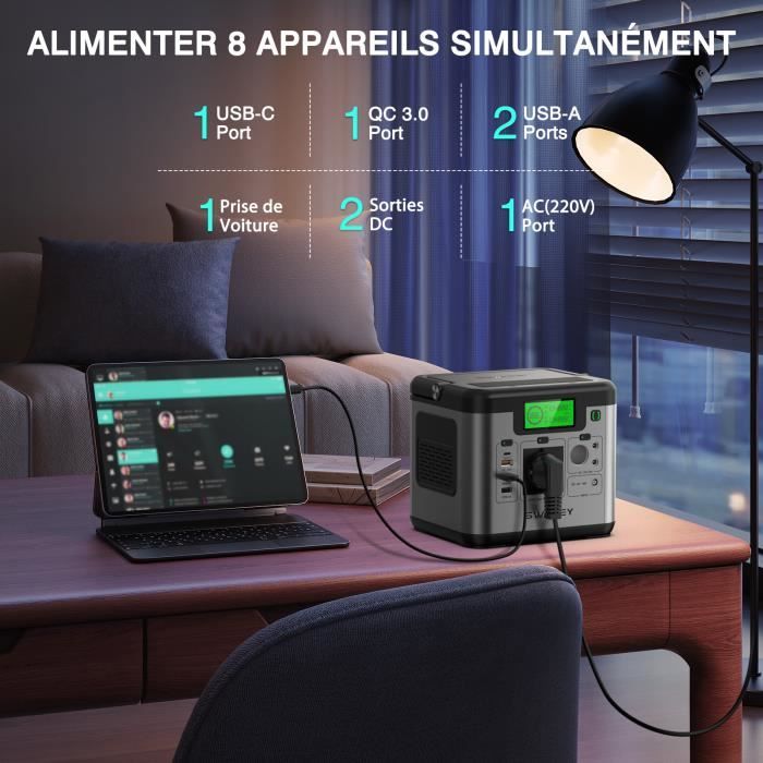 SWAREY S500 PRO zonnegenerator 220V 518Wh energiestation met 100W opvouwbaar zonnepaneel, versie 2023 - Afbeelding 3