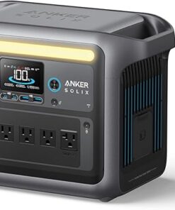 Anker SOLIX C1000 draagbare powerstation, 1800W (piekvermogen 2400W) zonnegenerator, volledig opgeladen in 58 minuten, 1056Wh LiFePO4-batterij voor noodstroomvoorziening thuis, stroomuitval en kamperen (optioneel zonnepaneel)